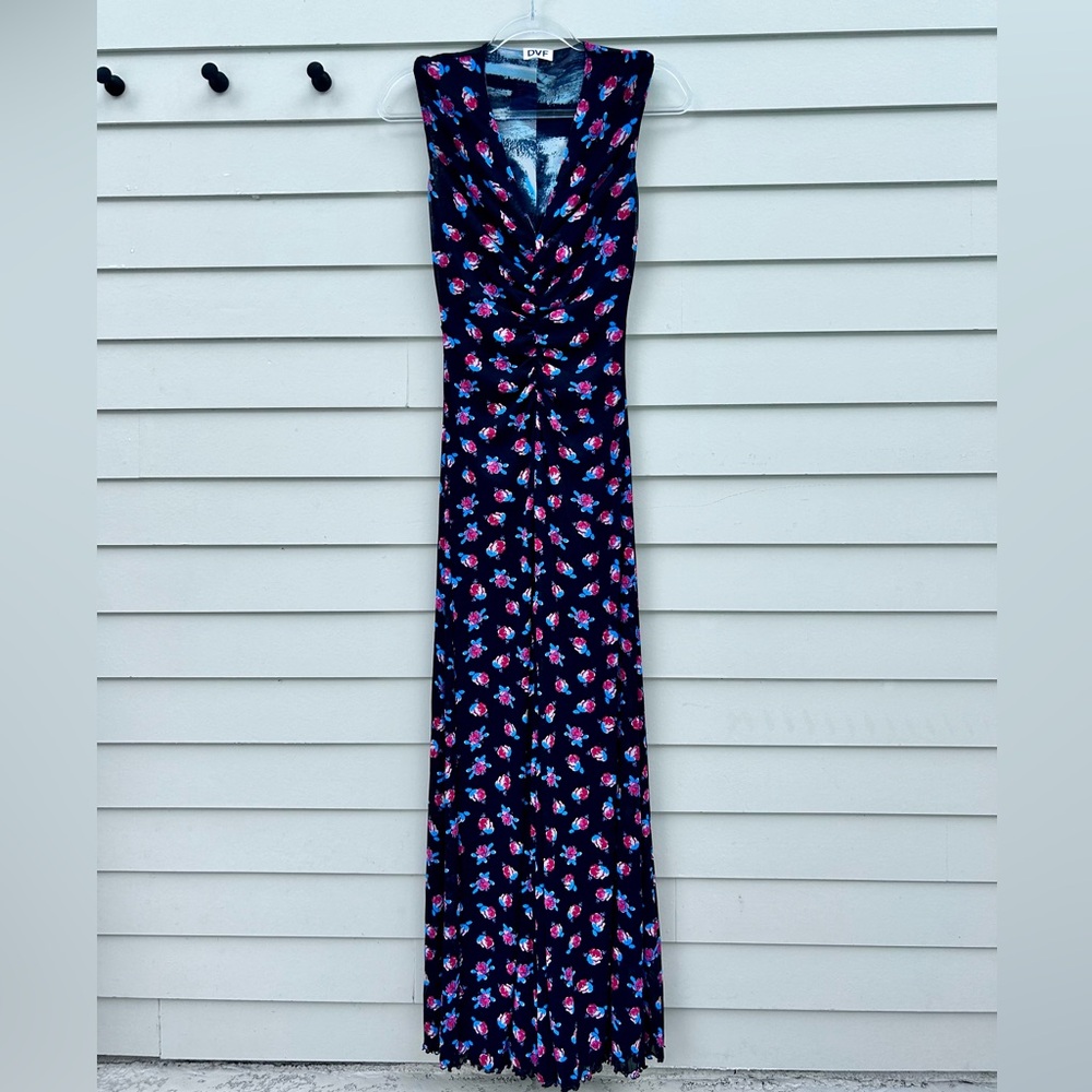 DVF - Solveigh Reversible Mesh Dress in Brush Stroke & Fortune Rose Dot - size M